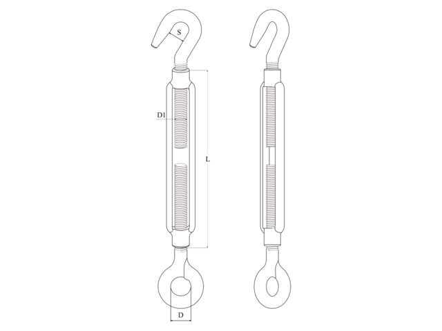 Talamex, rigskrue, rustfrit stål AISI 316, 8 mm x 70 mm