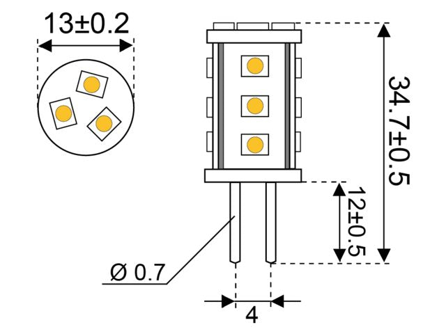 Talamex, LED-lampe, 8-30V, varm hvid
