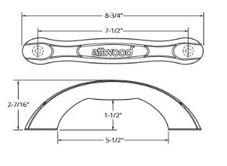 Attwood, grab handle, polypropylen, vinyl, hvid (2050-5)