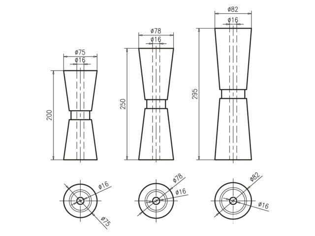 Talamex, V-Køl rulle PU, 250 mm x 78 mm x 16 mm