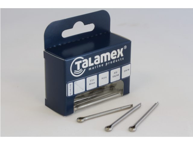Talamex, sokka, ruostumatonta terästä AISI 316, 4 mm x 32 mm, (8711497591637), 6 kpl
