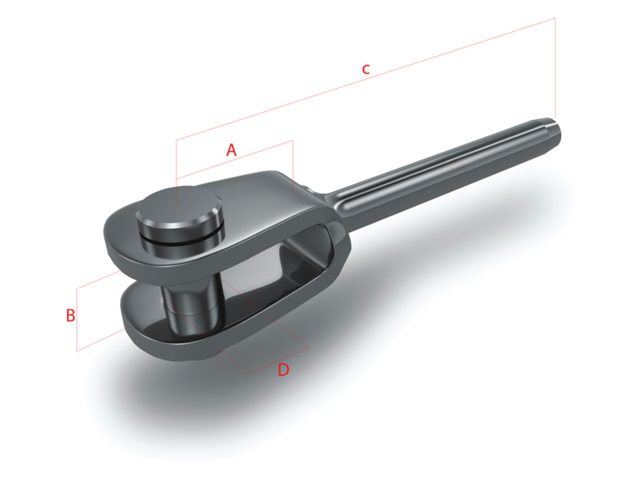 OS BSI, gaffelterminal, rostfritt stål AISI 316, 3 mm (250003G)