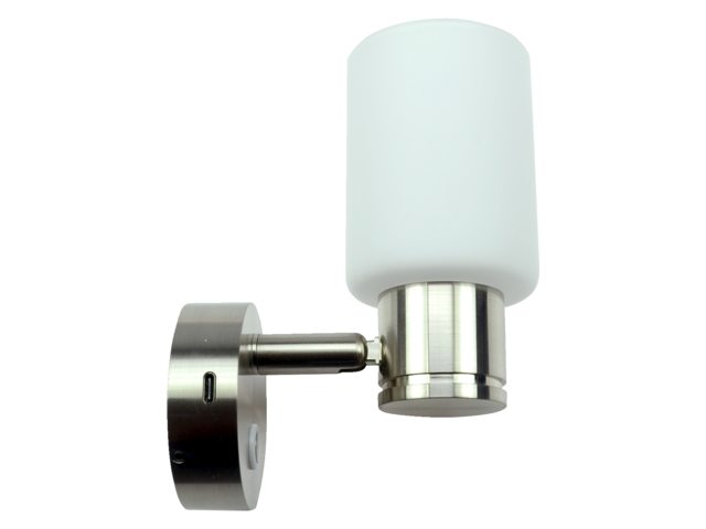 Talamex, LED vägglampa Girare, 10-30V, 3000K, dimbar med USB-C snabbladdning