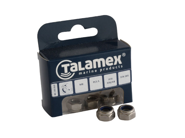 Talamex, sexkantmutter, rostfritt stål AISI 316, M8, 6 st