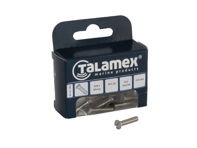 Talamex, uraruuvi, ruostumatonta terästä AISI 316, M6 x 30 mm, (DIN 963), 6 kpl