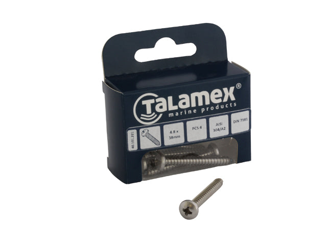 Talamex, peltiruuvi ruostumatonta terästä AISI 304, 4.2 mm x 38 mm, 6 kpl