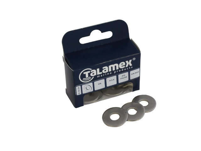 Talamex, stor skive, rustfrit stål AISI 316, M5, 6 stk