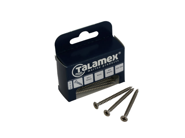 Talamex, spånpladeskrue rustfrit stål AISI 304, 3.5 mm x 16 mm, (40101173), 6 stk