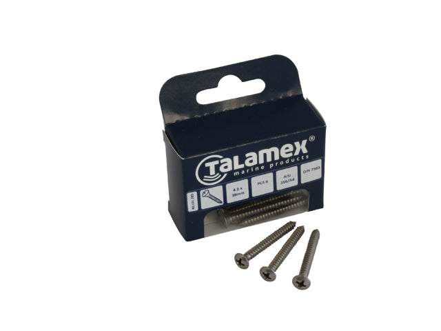 Talamex, peltiruuvi ruostumatonta terästä AISI 316, 3.5 mm x 32 mm, (DIN 7983), 6 kpl