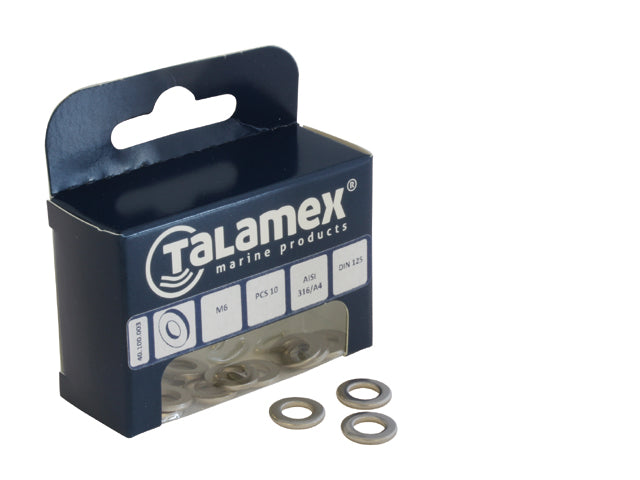 Talamex, aluslevy ruostumatonta terästä AISI 316, M5, (DIN 125), 6 kpl