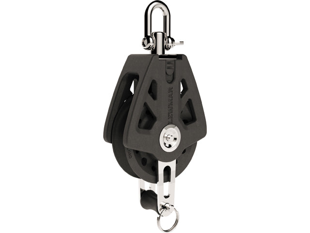 Lewmar, enkeltblok med becket, sort, 72 mm (29927204BK)