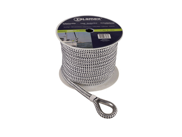 Talamex, ankerline flettet med bly, polyester, 12 mm x 20 m
